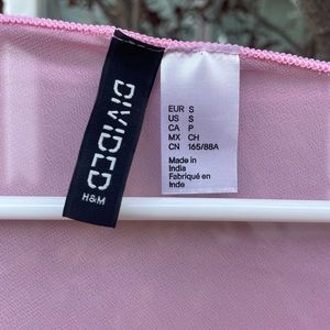 Pink sheer cover top, tied, H&M size small